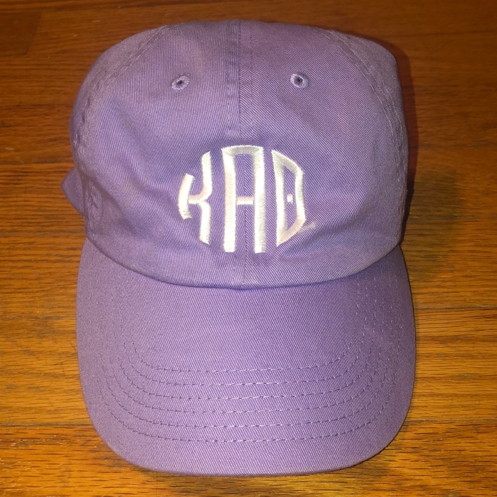Purple lilac Kappa Alpha Theta monogram cap (KAT)